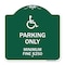 Signmission W/ Modified Isa Icon Parking Minimum Fine $250, Green & White Alum Sign, 18" x 18", GW-1818-22700 A-DES-GW-1818-22700 - alternate 1